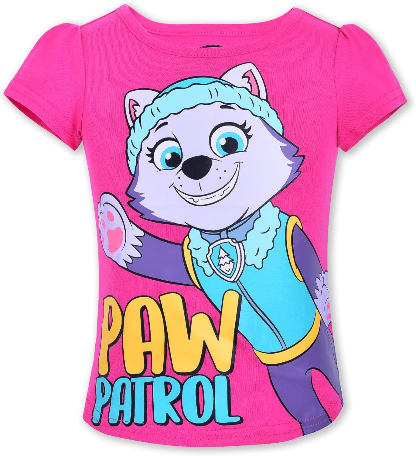 Paw Patrol Nickelodeon Skye and Everest Girls? Short Sleeve Shirt 4 Pack for Toddler and Little Kids ? Blue/Purple/Pink/Red