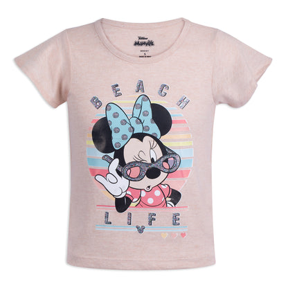 Disney Minnie Mouse Girls’ Short Sleeve Shirt, Tank Top, and Shorts Set for Toddler and Little Kids