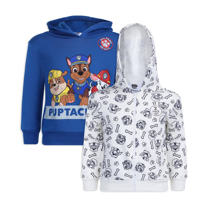 Nickelodeon Paw Patrol Boys' 2 Pack Hooded Sweatshirt for Toddler and Little Kids – Navy/Grey or Navy/White