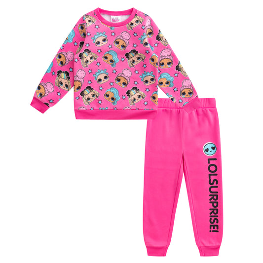 L.O.L. Surprise! Dolls Girls Sweatshirt and Jogger Set for Little and Big Girls – Pink/Black