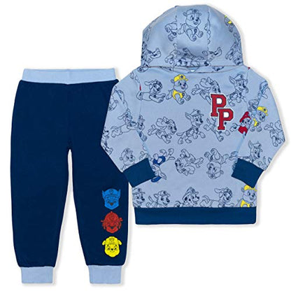 Nickelodeon Paw Patrol Chase, Rubble and Marshall Boys' Pullover Hoodie and Joggers Set for Little Kids – Blue