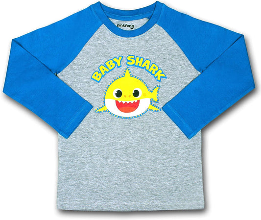 Nickelodeon Baby Shark Boy's Pullover Graphic Tee with Raglan Long Sleeves