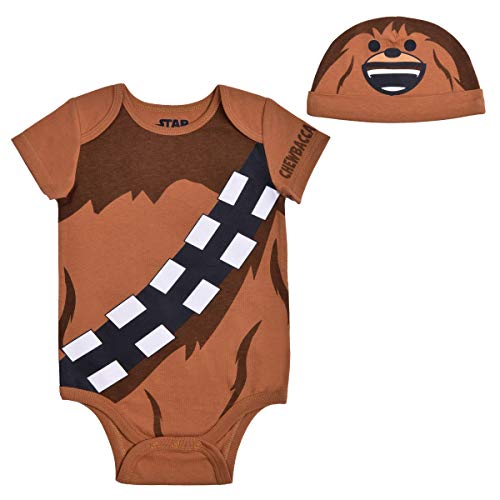 Star Wars Boys’ Roleplay Short Sleeve Bodysuit for Newborn and Infant – White or Brown or Black