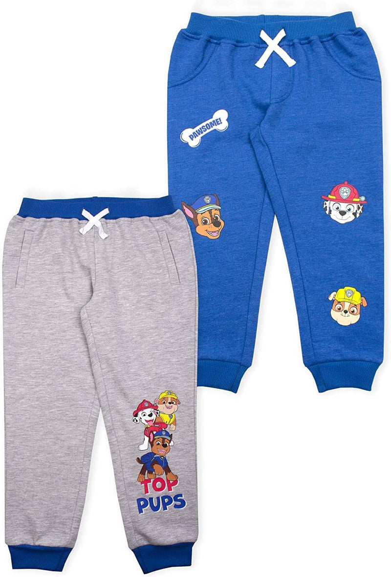 Nickelodeon Paw Patrol Chase, Marshall and Rubble Boys 2 Pack Jogger Pants for Toddler and Little Kids – Blue/Grey