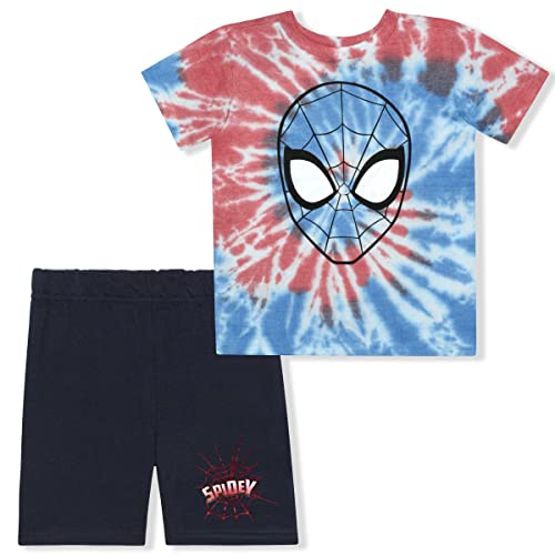 Marvel Avengers Spiderman Boys T-Shirt and Shorts Set for Toddler and Little Kids – Red/Blue/Black