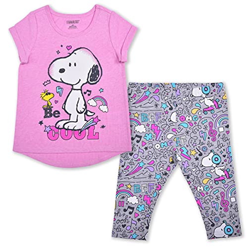 Peanuts Snoopy Girls’ T-Shirt and Legging Pants Set for Toddler - Pink/Grey