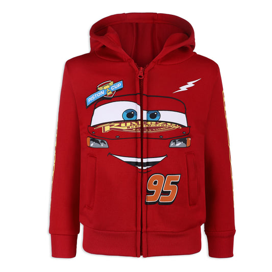 Disney Cars Lightning McQueen Boys’ Zip up Hoodie for Toddler and Little Kids - Red