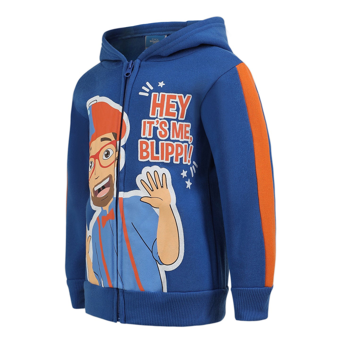 Blippi Boys 3 Piece T-Shirt, Zip Up Hoodie and Joggers Set for Toddler and Little Kids – Blue/Grey