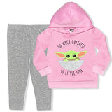 Star Wars The Mandalorian Baby Yoda Girls 2 Piece Hoodie and Jogger Pants Set for Toddler and Little Kids - Pink/Grey