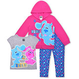 Nickelodeon Blue’s Clues Girls Blue and Magenta T-Shirt, Zip Up Hoodie and Leggings Set for Infant and Toddlers