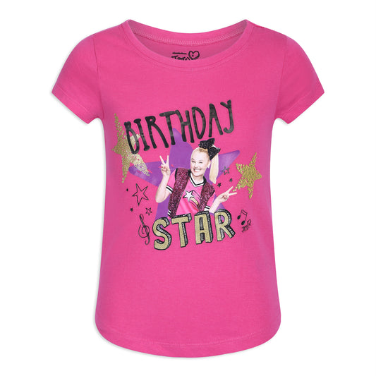 Nickelodeon JoJo Siwa Girls’ Birthday T-Shirt for Toddler and Little Kids – Pink