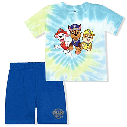 Nickelodeon Paw Patrol Boys 2 Piece Tie Dye T-Shirt and Shorts Set for Toddler and Little Kids – Blue