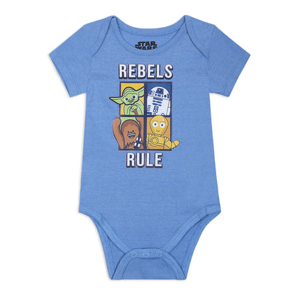 Star Wars Boys' 5 Pack Bodysuit Costume for Infant – Blue/Grey/Brown/Black/White