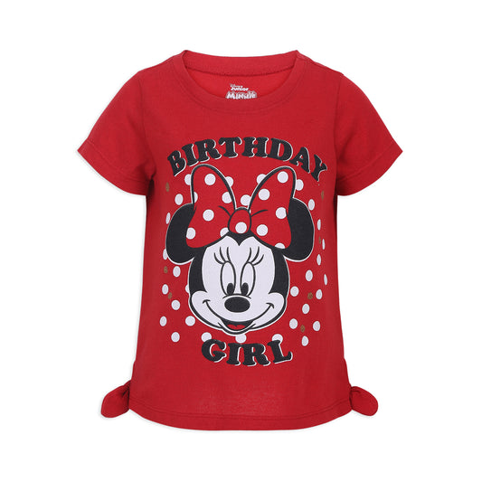 Disney Minnie Mouse and Mickey Mouse Girls’ Birthday Party T-Shirt for Toddler and Little Kids – Blue or Pink or Red