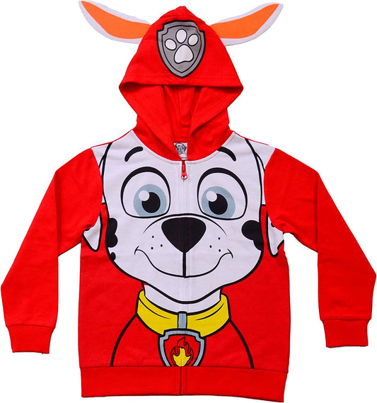 Nickelodeon Paw Patrol Marshall, Rubble or Chase Boys' Zip Up Hoodie for Toddler and Little Kids – Red/Yellow/Blue