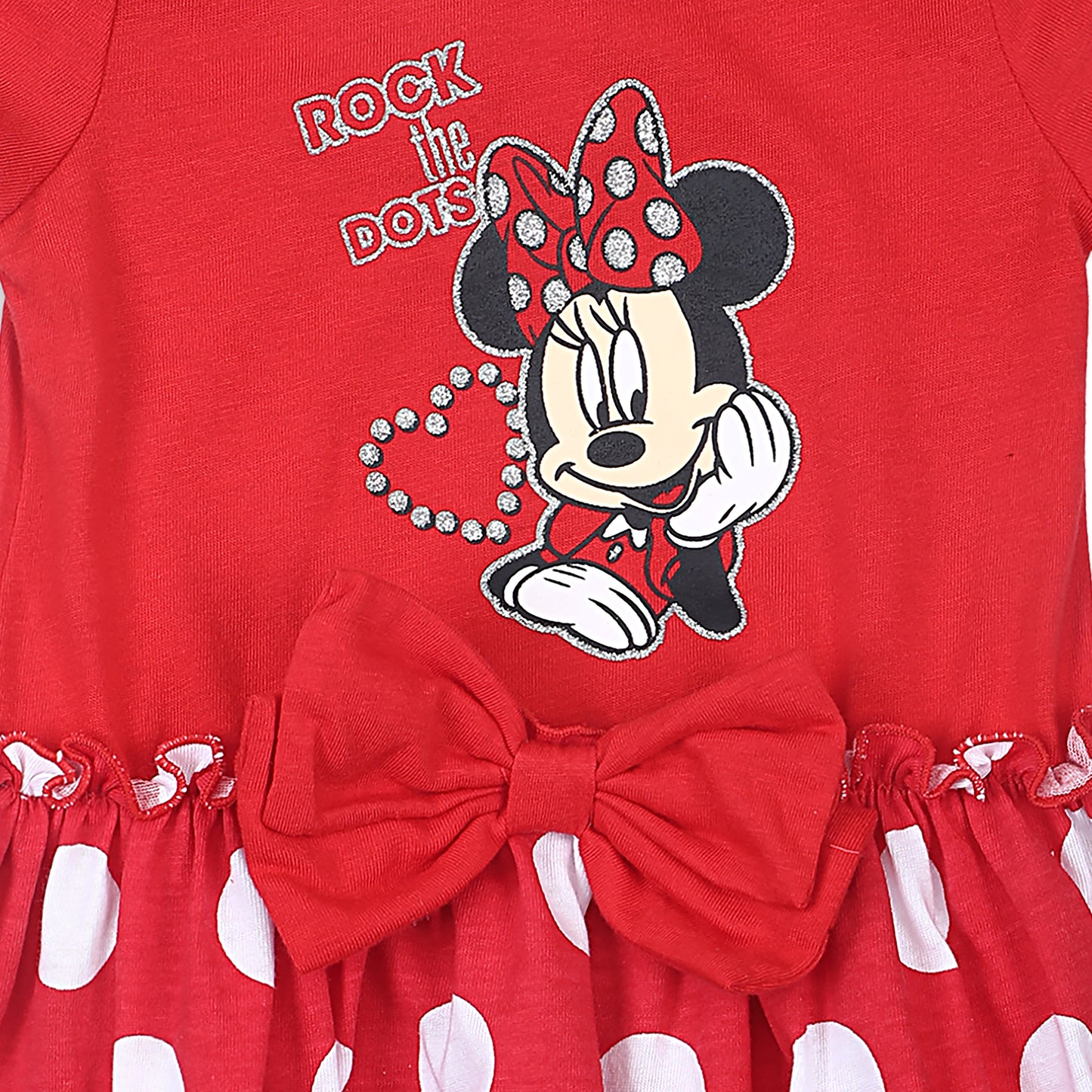 Disney Minnie Mouse Girls 2 Pack Dresses with a Bow for Toddler and Little Kids - Red
