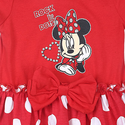 Disney Minnie Mouse Girls 2 Pack Dresses with a Bow for Toddler and Little Kids - Red
