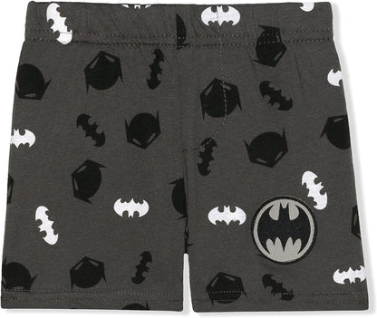 BATMAN Warner Bros DC Comics Boys? Bodysuit, Shorts, Cap and Socks Set for Newborn ? Grey