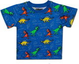 10 Threads Boy's Dino Space Adventure Short Sleeve Summer Tee Shirt, Blue