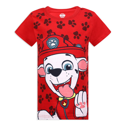 Nickelodeon Paw Patrol Boys 3 Pack Chase, Marshall and Rubble Short Sleeve T-Shirts for Little Kids – Blue/Yellow/Red