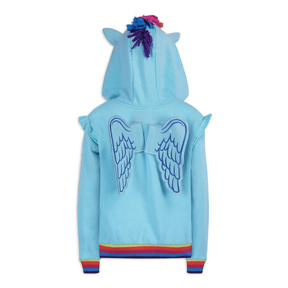 My Little Pony Girls’ Zip Up Hoodie for Toddler, Little and Big Kids – Blue/Grey