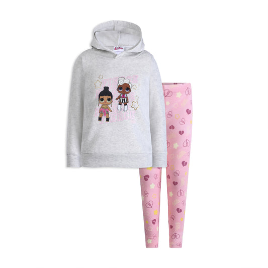 L.O.L. Surprise! Dolls Girls’ Hoodie and Legging Pant Set for Little Kids – Pink/Grey