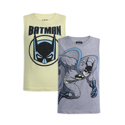 DC Comics Batman Boys’ 2 Pack Tank Top for Toddler and Little Boys’ – Yellow/Grey