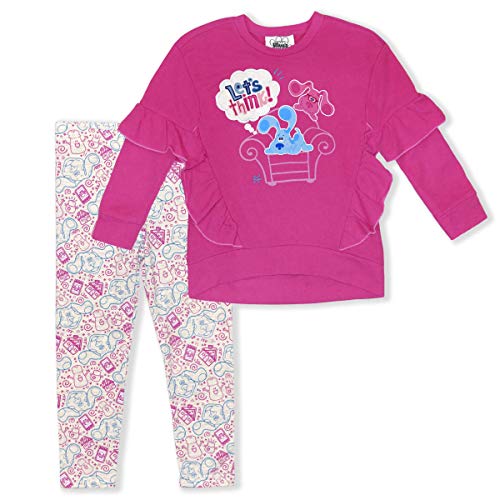 Nickelodeon Blue’s Clues Girls’ Ruffled Sweatshirt and Legging Set for Toddler – Pink/White