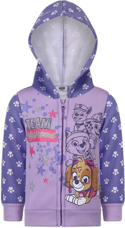 Nickelodeon Paw Patrol Skye 2 Pack Zip Up Hoodie and Pullover Hoodie for Toddlers and Big Kids ? Pink/Purple