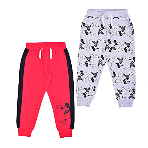 Disney Mickey Mouse Boys’ 2 Pack Jogger for Toddler and Little Kids – Red/Grey