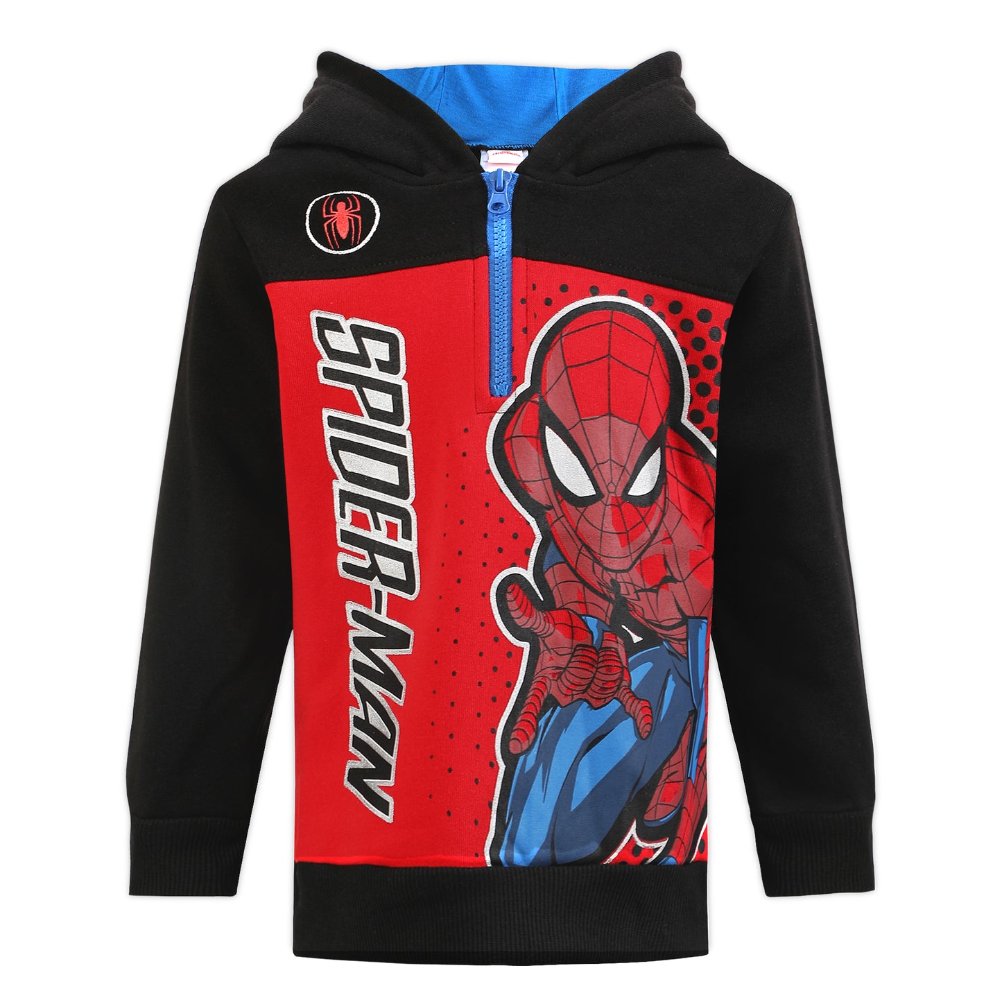 Marvel Spiderman Zip Up Hoodie for Toddler Boys and Big Kids – Black