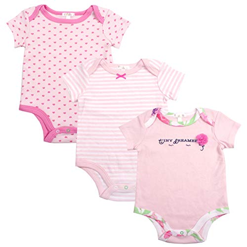 Tahari Baby Girls 3-Pack Creeper Bodysuits Pink Dreamer