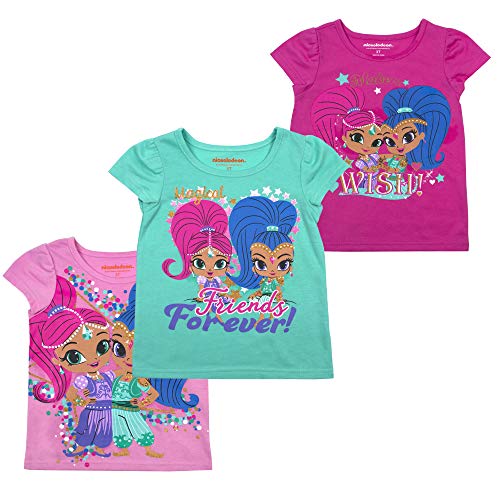 Nickelodeon Shimmer and Shine Girls and Toddlers 3-Pack T-Shirts, Pink