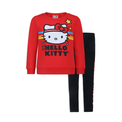 Hello Kitty Girls Sweatshirt and Legging Pants Set for Toddler, Little Kids and Big Kids – Black/Red