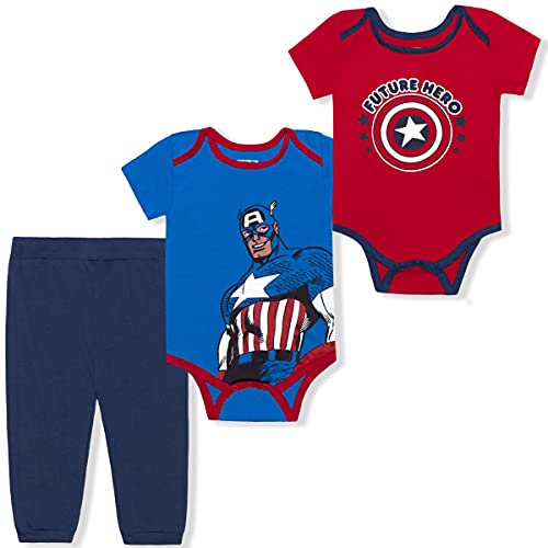 Marvel Captain Marvel Baby 3 Piece Set Bodysuit and Matching Jogger– Blue/Red