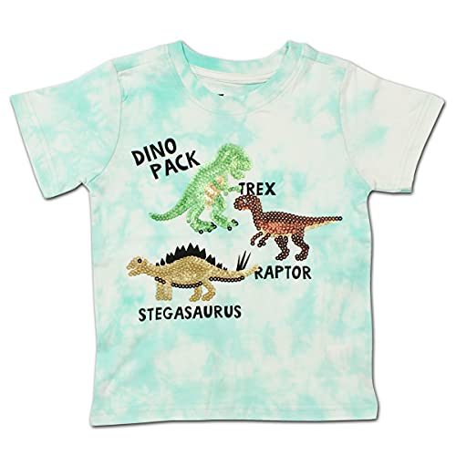 10 Threads Boy's Dinosaur Crewneck Short Sleeves Tee Shirt, Dino Pack Print, Tie Dyed