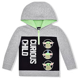 Star Wars Baby Yoda Boys’ Half Zip Up Hoodie for Infant, Toddler and Little Kids – Grey