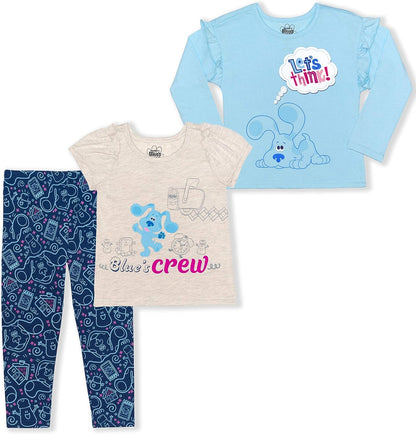 Nickelodeon Blue?s Clues Girls? 3 Piece Long Sleeve T-Shirt, Short Sleeve T-Shirt and Leggings Set for Toddlers