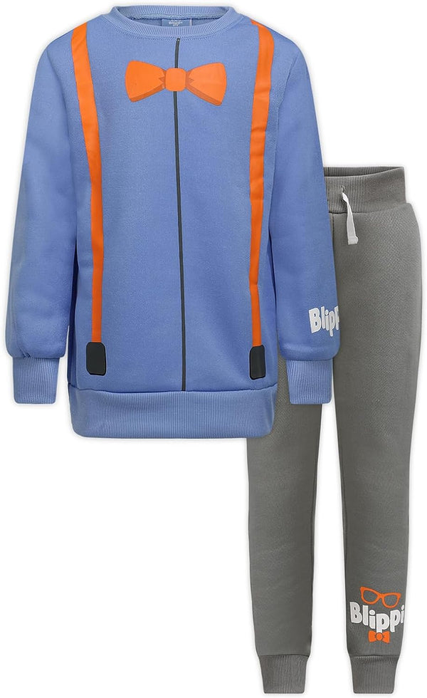 Blippi Boys? Long Sleeve T-Shirt and Jogger Set for Toddler and Little Kids ? Blue/Grey