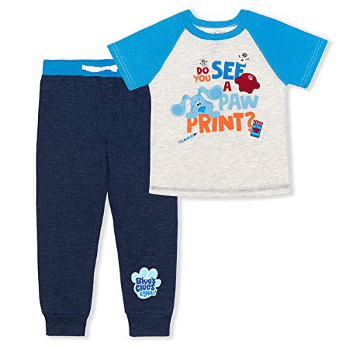 Nickelodeon Blues Clues Boys T-Shirt and Jogger Pants Set for Toddlers – Grey/Blue/White