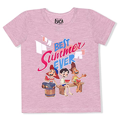 Disney Girl's Luca Best Summer Ever Graphic Tee Shirt with Short Sleeves