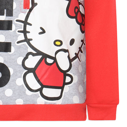 Hello Kitty Sanrio Girls Half Zip Up Hoodie for Toddlers, Little and Big Girls - Red or Pink