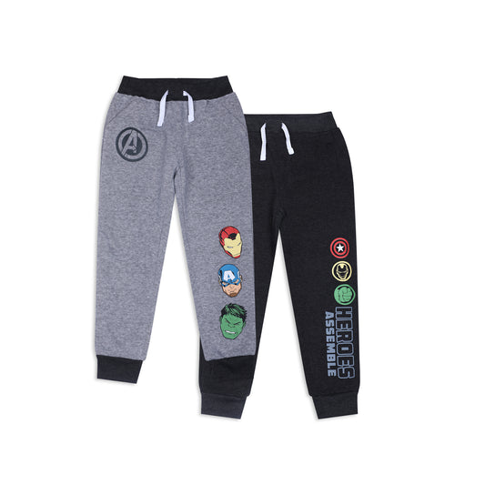 Marvel Avengers Hulk, Captain America and Iron Man Boys’ Joggers 2 Pack for Toddler and Little Kids – Black/Grey