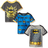 DC Comics Batman Boys 3 Pack T-Shirt for Toddler and Little Kids – Blue/Yellow/Grey