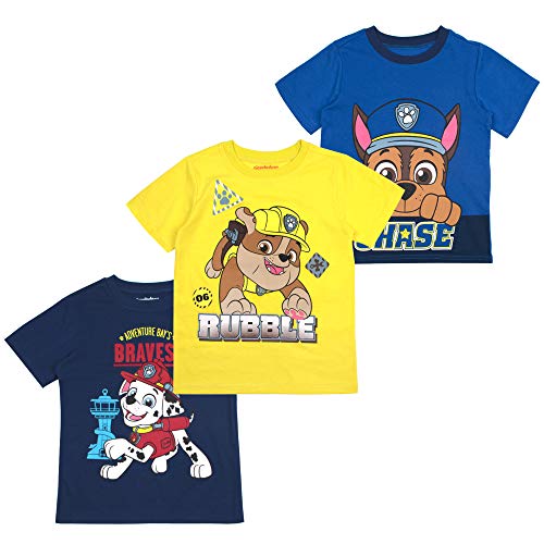 Nickelodeon Paw Patrol Boys T-Shirt Pack for Toddler and Little Kids – Grey/Red/White/Yellow/Blue/Navy