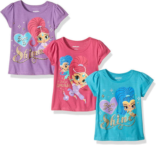 Nickelodeon Girls' Little Girls' Shimmer and Shine 3 Pack T-Shirts