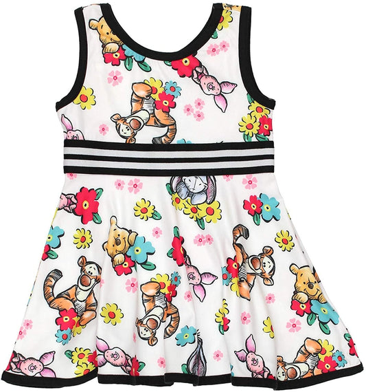 Disney Minnie Mouse and Daisy Duck Girls’ Sleeveless Dress for Infant and Toddler – White/Black/Multicolor