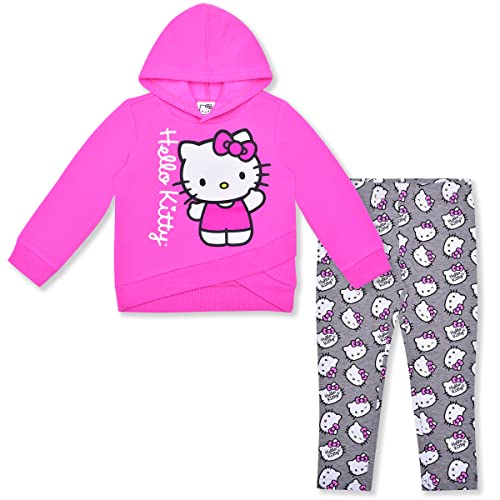 Hello Kitty Girls Hooded Sweatshirt and Legging Pants Set for Infant, Toddler, Little and Big Kids – Grey/Pink