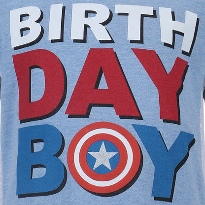 Marvel Avengers Boys’ Captain America Birthday T-Shirt for Toddler and Little Kids – Blue