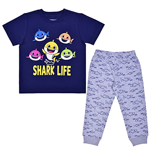 Nickelodeon Baby Shark Boys’ T-Shirt and Jogger Set for Toddler – Blue/Navy/Gray